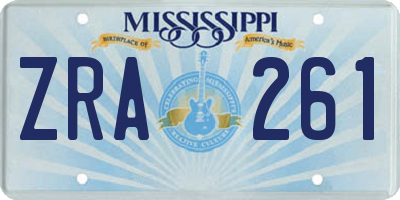 MS license plate ZRA261