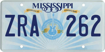 MS license plate ZRA262
