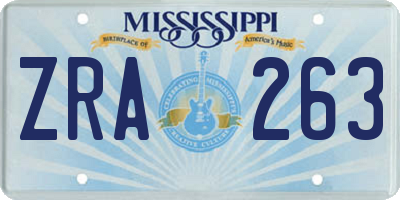 MS license plate ZRA263