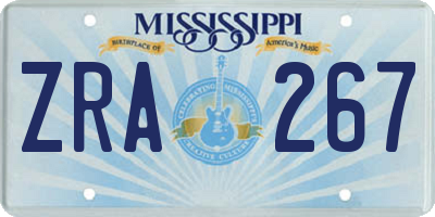MS license plate ZRA267