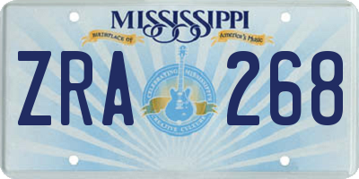 MS license plate ZRA268