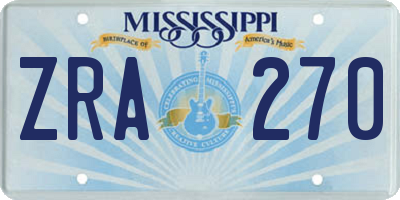 MS license plate ZRA270