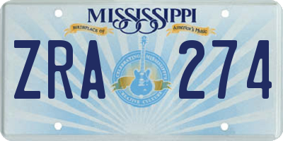 MS license plate ZRA274