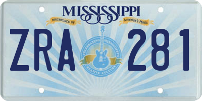 MS license plate ZRA281