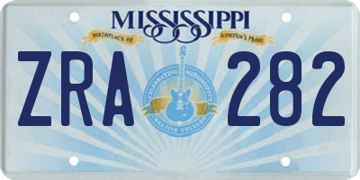 MS license plate ZRA282
