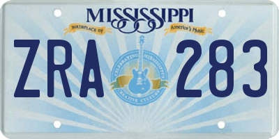 MS license plate ZRA283
