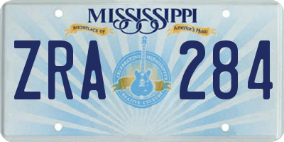 MS license plate ZRA284
