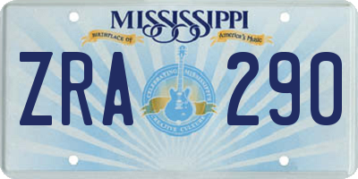 MS license plate ZRA290