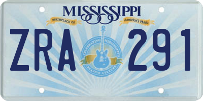 MS license plate ZRA291