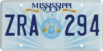 MS license plate ZRA294