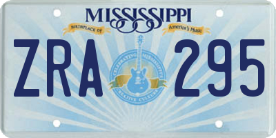 MS license plate ZRA295