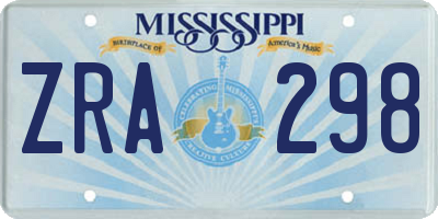 MS license plate ZRA298