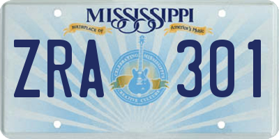 MS license plate ZRA301