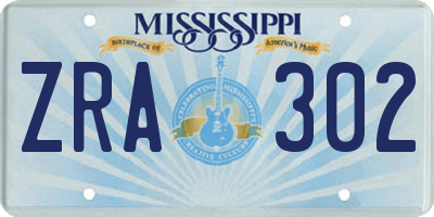 MS license plate ZRA302