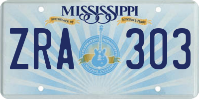 MS license plate ZRA303