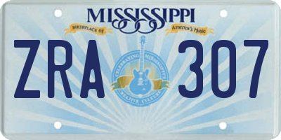 MS license plate ZRA307