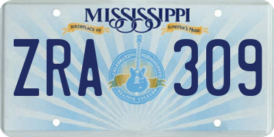 MS license plate ZRA309