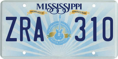 MS license plate ZRA310