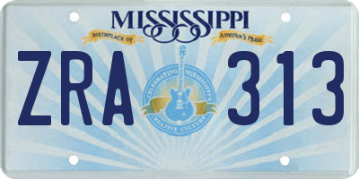 MS license plate ZRA313