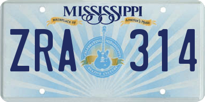 MS license plate ZRA314