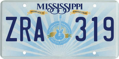 MS license plate ZRA319
