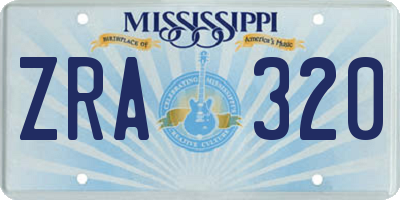 MS license plate ZRA320
