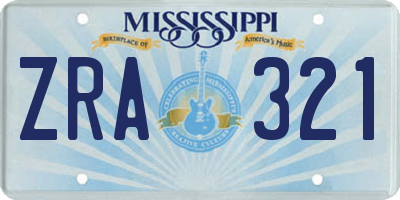 MS license plate ZRA321
