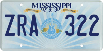MS license plate ZRA322
