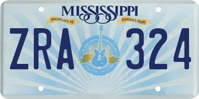 MS license plate ZRA324