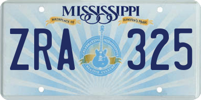 MS license plate ZRA325