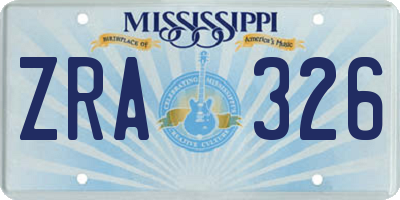 MS license plate ZRA326