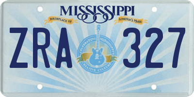 MS license plate ZRA327