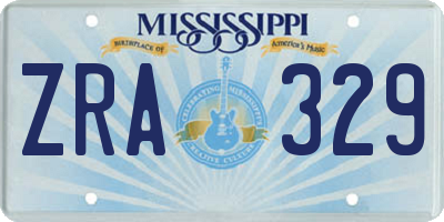 MS license plate ZRA329
