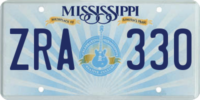 MS license plate ZRA330