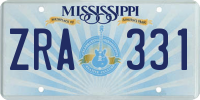 MS license plate ZRA331