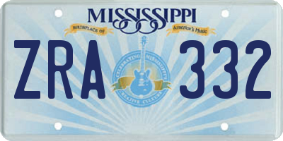 MS license plate ZRA332