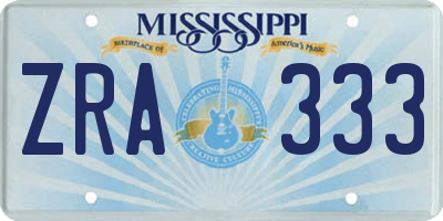 MS license plate ZRA333