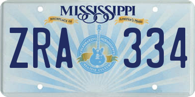 MS license plate ZRA334