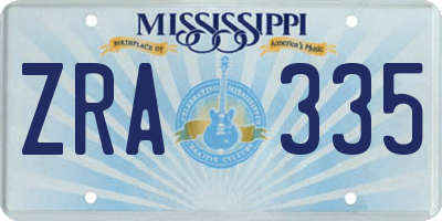 MS license plate ZRA335