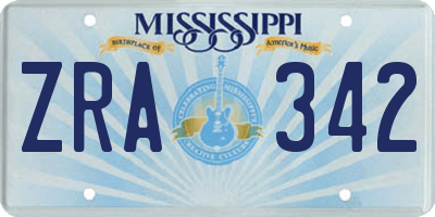 MS license plate ZRA342