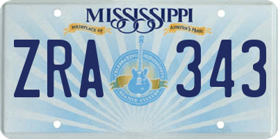 MS license plate ZRA343
