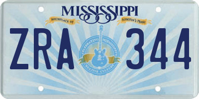MS license plate ZRA344