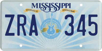 MS license plate ZRA345