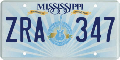 MS license plate ZRA347