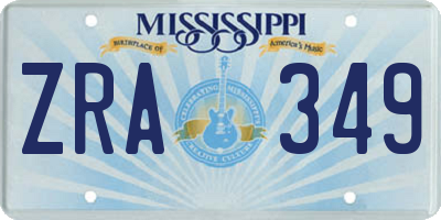 MS license plate ZRA349