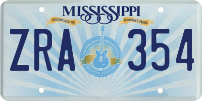 MS license plate ZRA354
