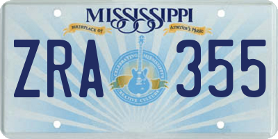 MS license plate ZRA355