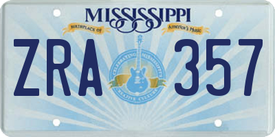 MS license plate ZRA357