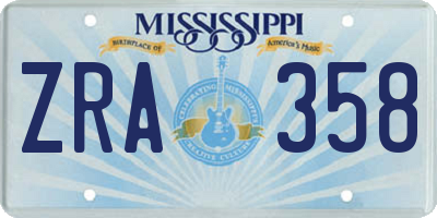 MS license plate ZRA358