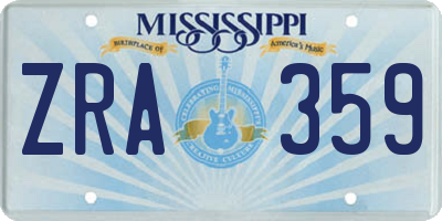 MS license plate ZRA359